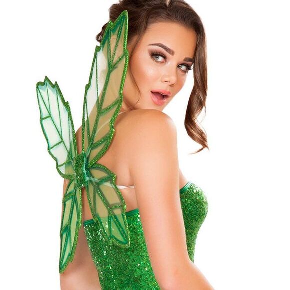 Green Fairy 2Pc Costume Womens Size M Roleplay Cosplay Dress and Wings - Picture 8 of 8